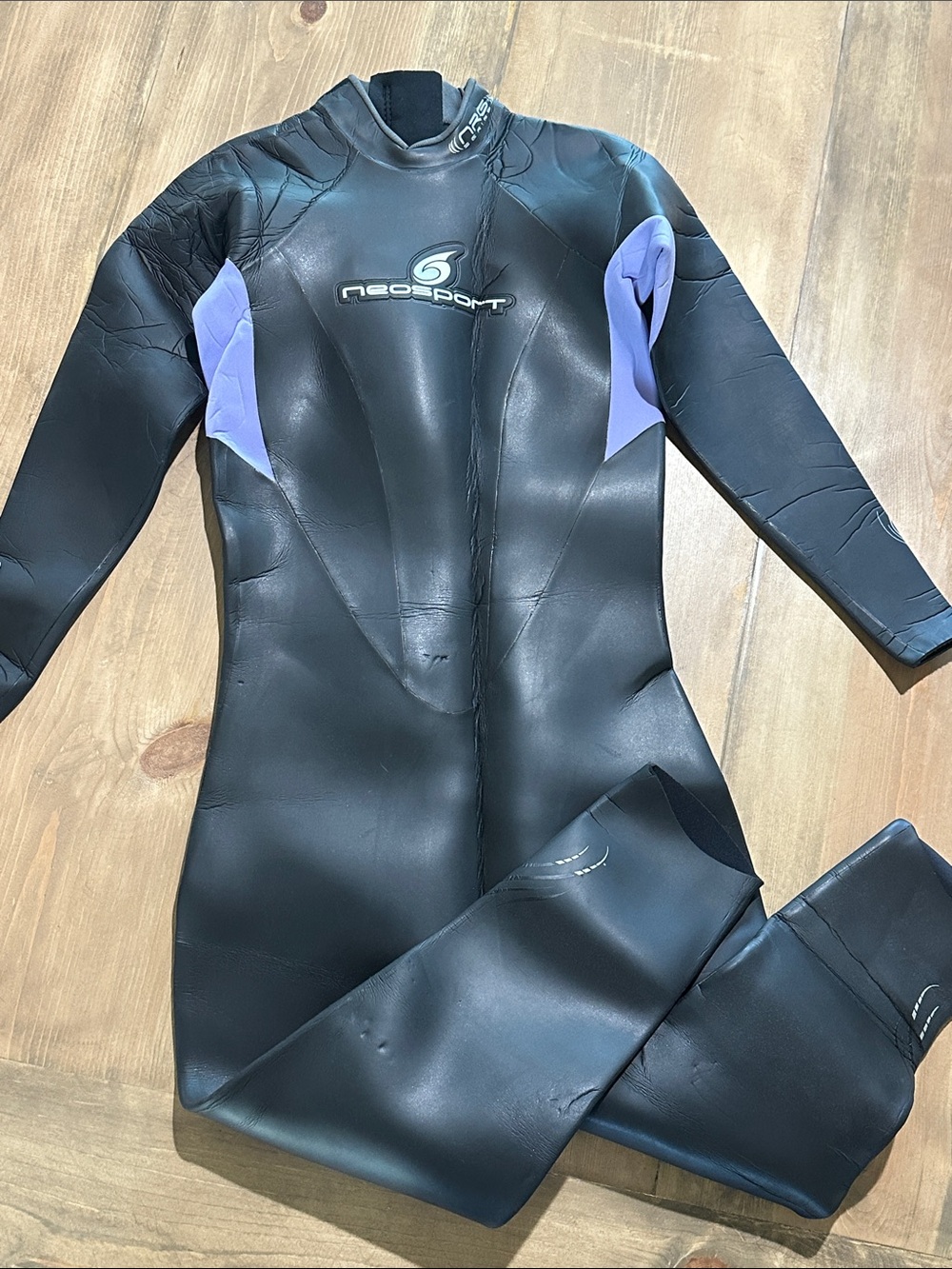 NeoSport Women's Black and Purple Wetsuit - Full Body Thermal Swim Suit
